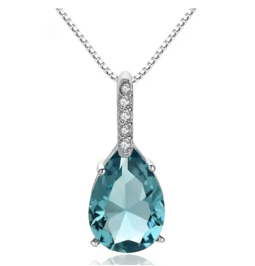 Colgante de topacio azul natural en plata S925 elegante para Mujer  