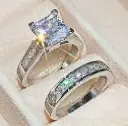 Set de anillos de Compromiso en oro blanco 18K con diamante de 2 ct 