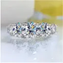 Anillo de moissanita con 5 piedras en plata S925 
