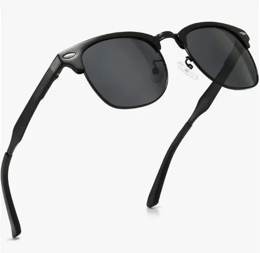 SUNGAIT Gafas de sol retro clásicas de medio marco con lente polarizada