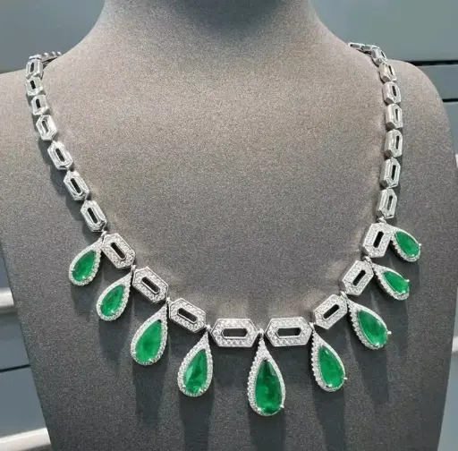 Cadena Zoca Esmeralda joyeria de plata para dama