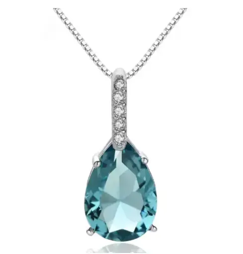 Colgante de topacio azul natural en plata S925 elegante para Mujer  